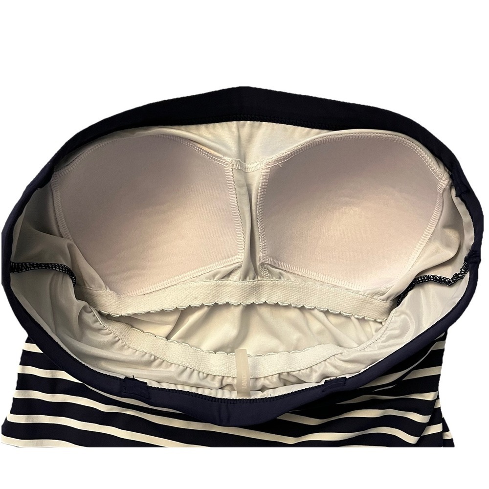 LANDS END Navy White Stripe Tankini Swimsuit Top Nautical Chlorine Resistant 6‎ - Picture 4 of 7
